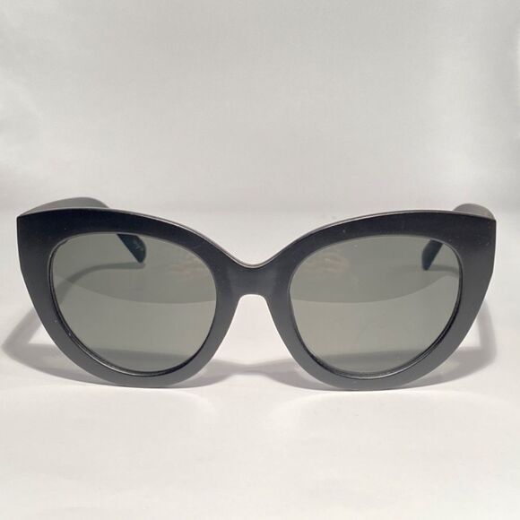 0730 Oversized Round Cateye Sunglasses Matt Black New - Picture 2 of 8